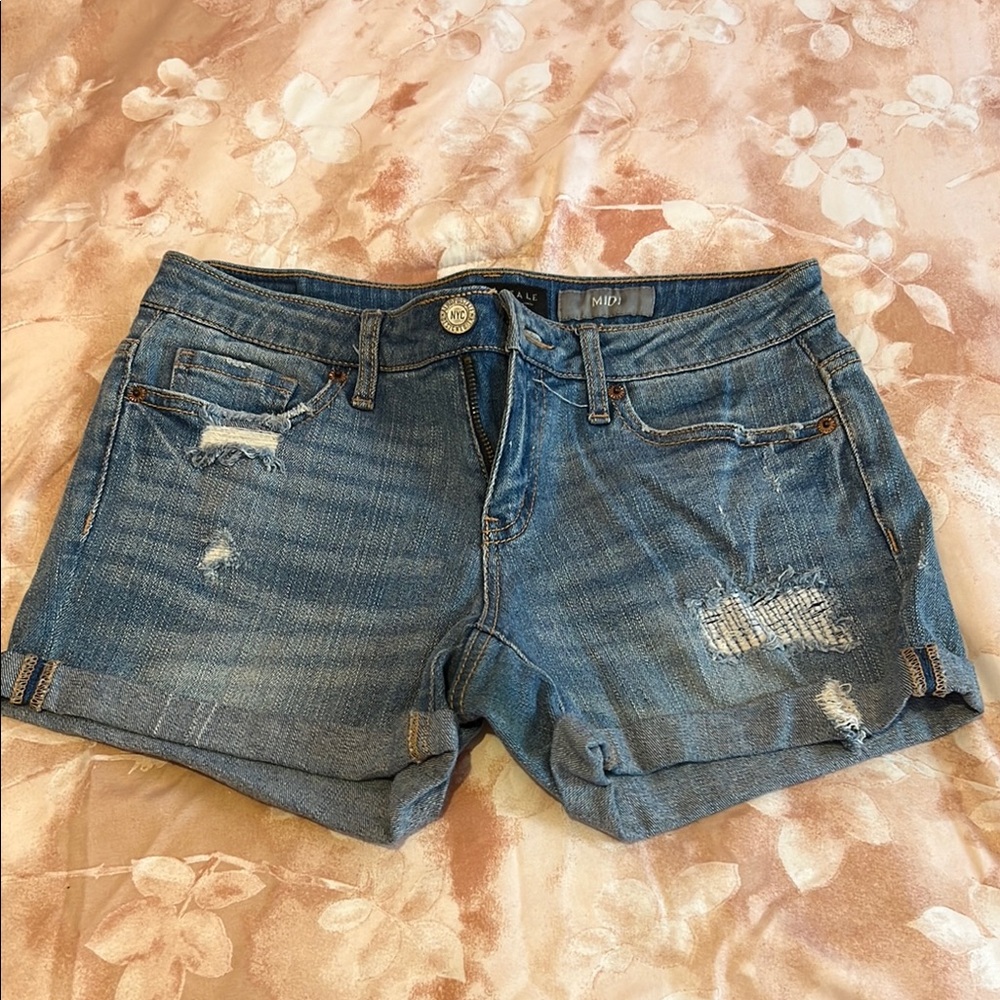 Aeropostale Blue Jean Shorts Distressed